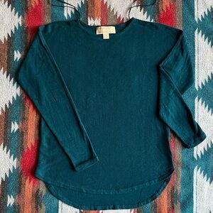 Michael Kors Deep Teal Long Sleeve Fine Knit Sweater/Top. Women’s XS